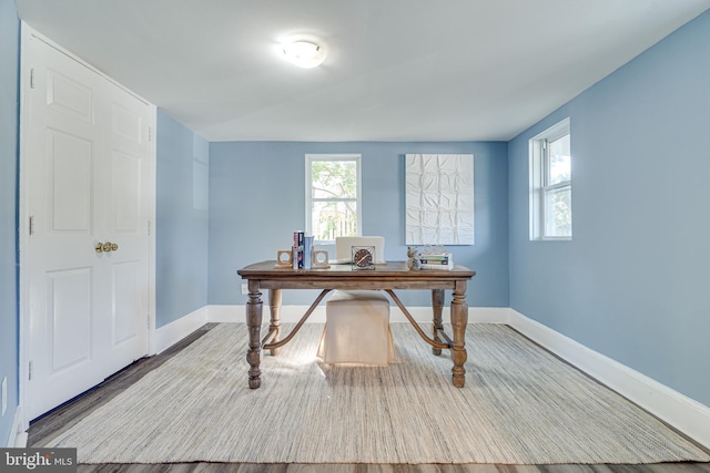 office space featuring hardwood / wood-style flooring