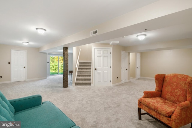 sitting room with light carpet