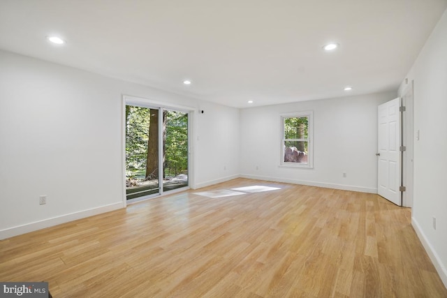 empty room with light hardwood / wood-style flooring and a wealth of natural light