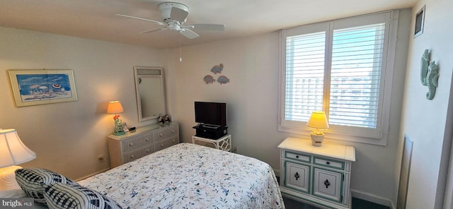 bedroom featuring ceiling fan