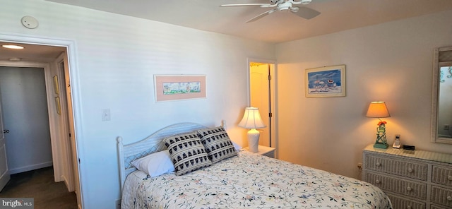 bedroom featuring ceiling fan