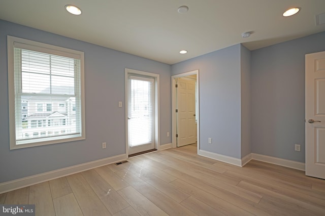 interior space featuring light wood-type flooring and plenty of natural light