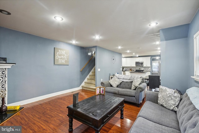 living room featuring wood-type flooring