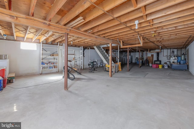 basement featuring water heater