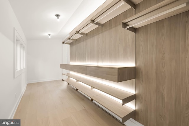 spacious closet with light wood-type flooring