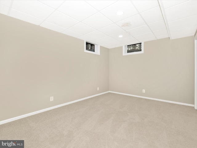 basement with carpet