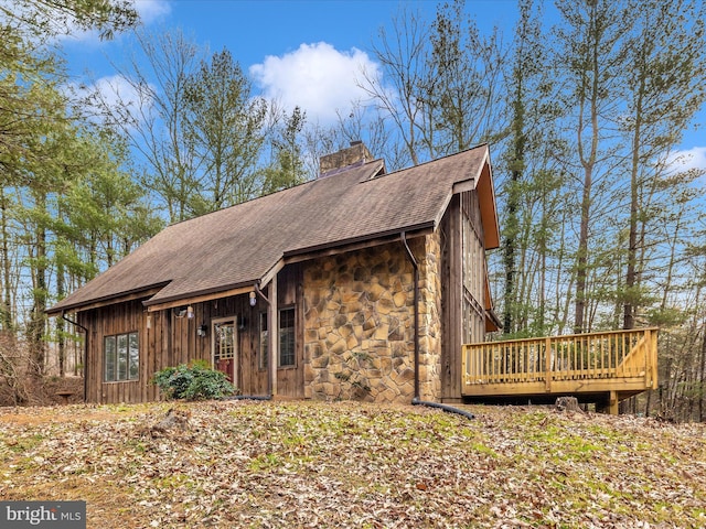 view of front of home with a deck