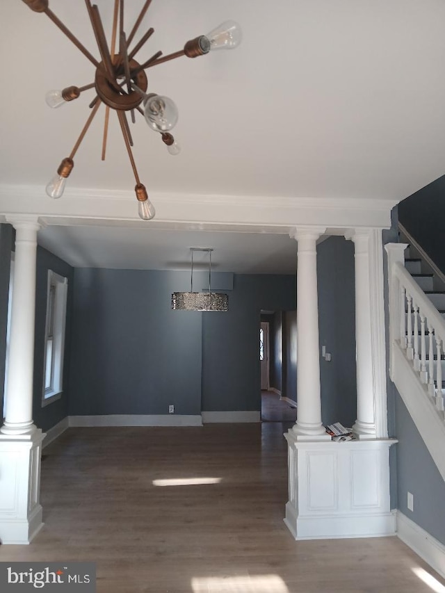 unfurnished living room featuring dark hardwood / wood-style floors