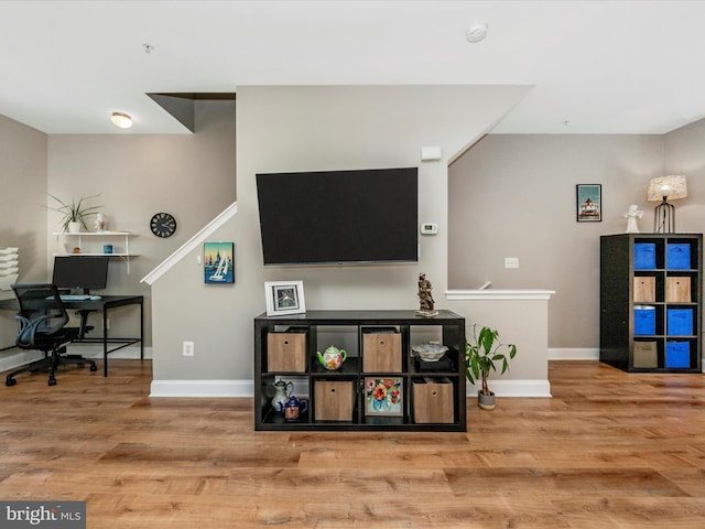 living room with hardwood / wood-style floors