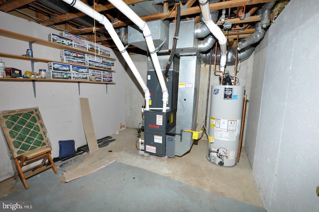 utilities featuring water heater and heating unit