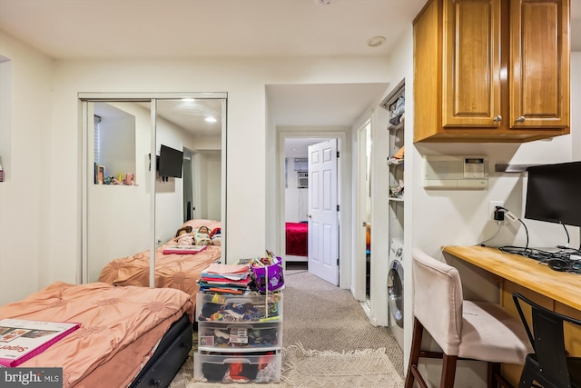 interior space featuring carpet and a closet