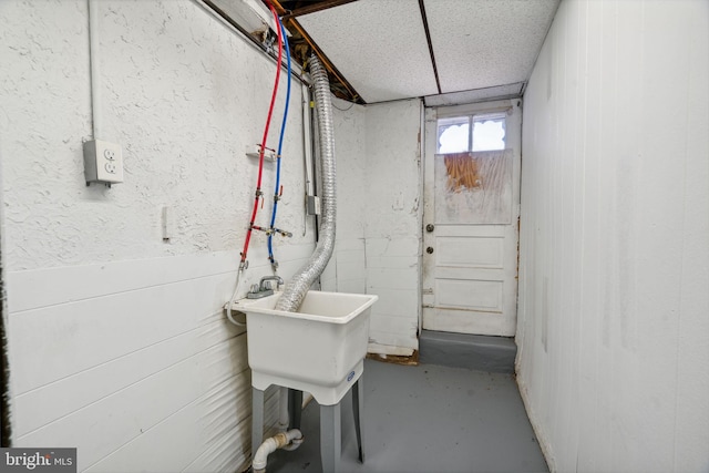 basement with sink