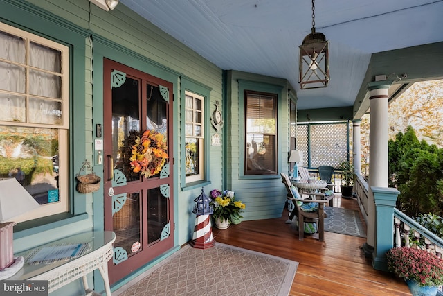 deck with covered porch