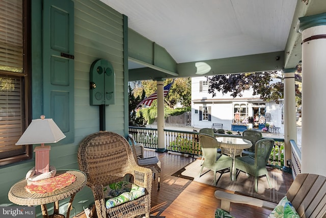 wooden deck with a porch