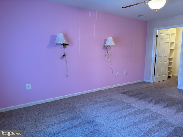 interior space featuring ceiling fan