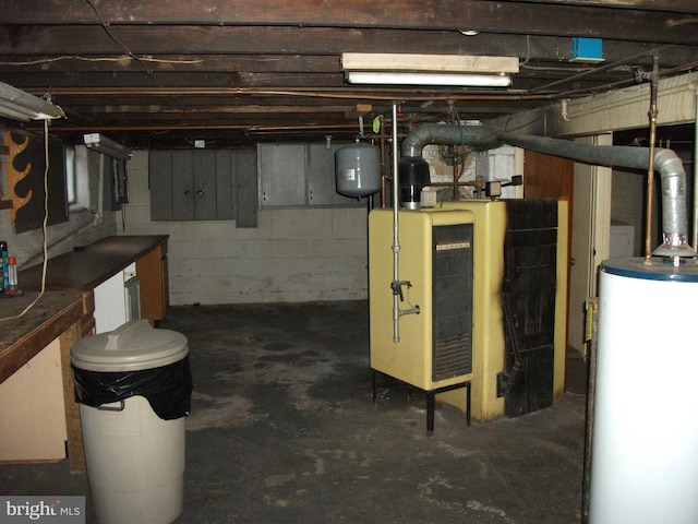 basement with gas water heater