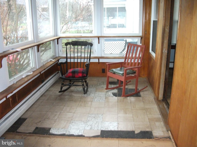 sunroom with baseboard heating