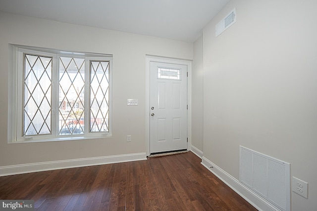 foyer entrance with a healthy amount of sunlight and dark wood-type flooring