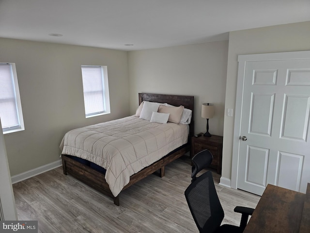 bedroom featuring light wood-type flooring