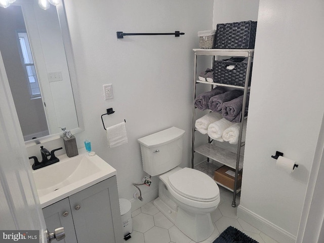 bathroom featuring vanity, toilet, and tile patterned floors