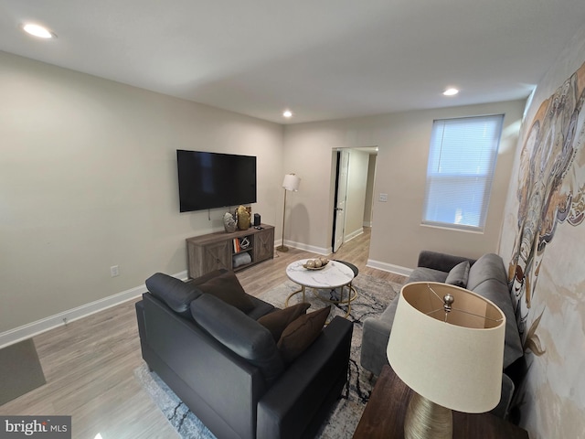 living room featuring light wood-type flooring