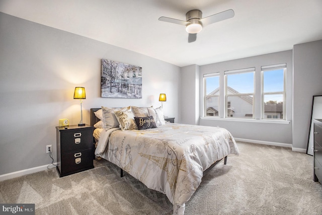 bedroom with carpet and ceiling fan