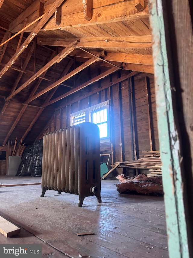 view of unfinished attic