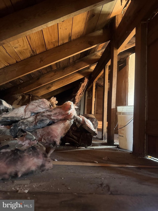 view of unfinished attic