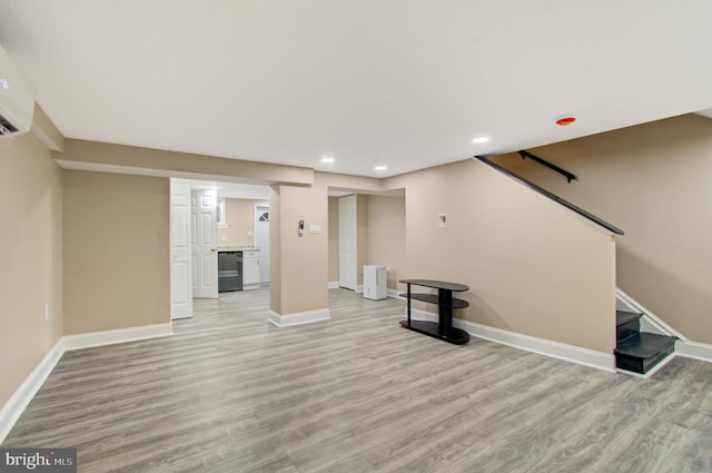 unfurnished living room featuring light hardwood / wood-style flooring