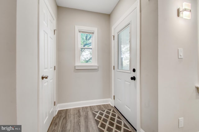 entryway with light hardwood / wood-style flooring