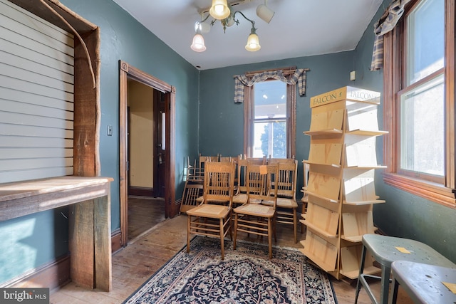 sitting room with hardwood / wood-style flooring