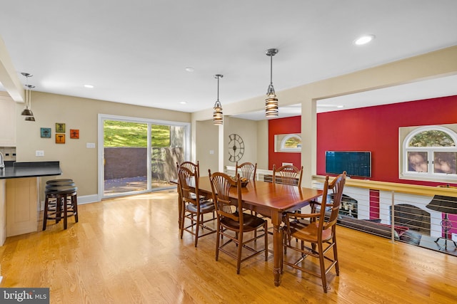 6503 Fleecydale Rd, New Hope, PA 18938 - dining space featuring recessed lighting, light wood-style flooring, and baseboards