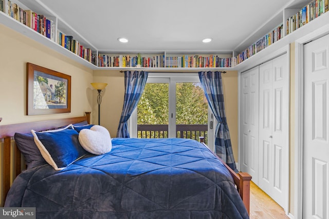 6503 Fleecydale Rd, New Hope, PA 18938 - bedroom featuring recessed lighting, a closet, wood finished floors, and access to exterior