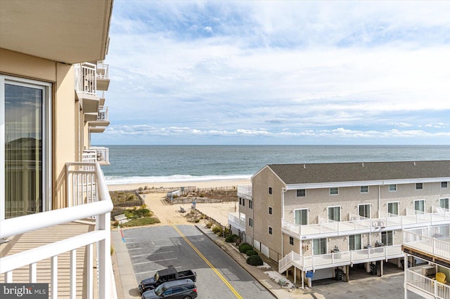 view of water feature featuring a beach view