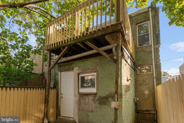 exterior space featuring a wooden deck