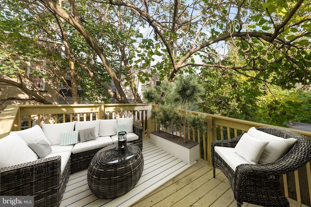 deck with an outdoor living space