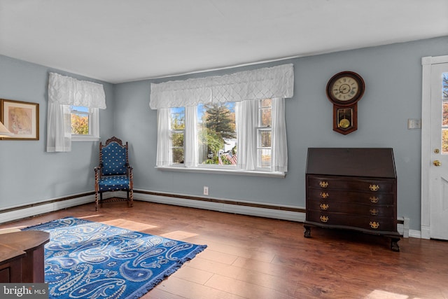 living area featuring hardwood / wood-style floors