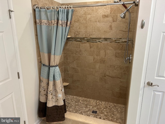 bathroom featuring a shower with curtain