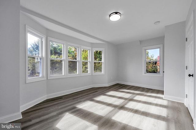 spare room featuring dark hardwood / wood-style floors