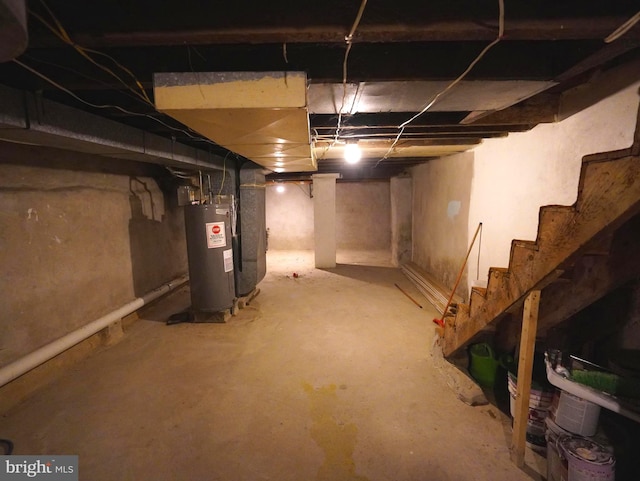 basement with gas water heater