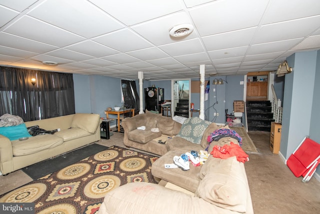 living room featuring concrete floors