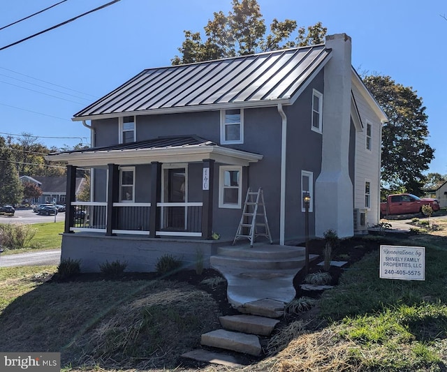 view of front of home with central AC