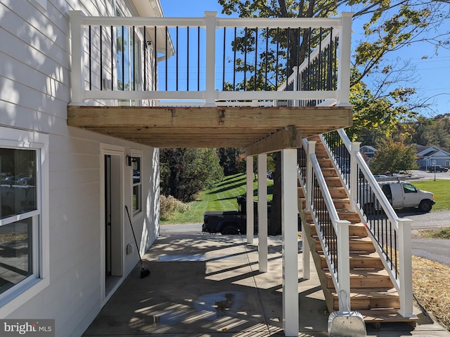 view of patio featuring a wooden deck