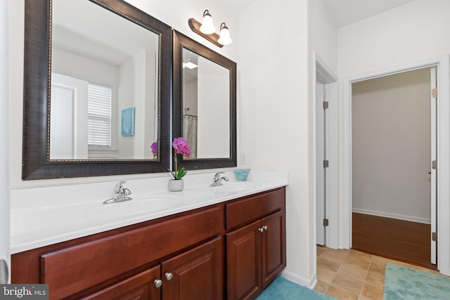 bathroom featuring vanity and tile patterned floors