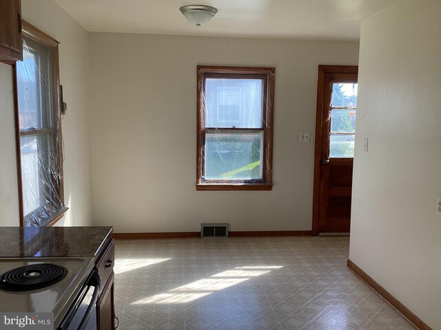 17604 Woodlawn Dr, Hagerstown, MD 21740 - unfurnished dining area featuring light floors, visible vents, and baseboards