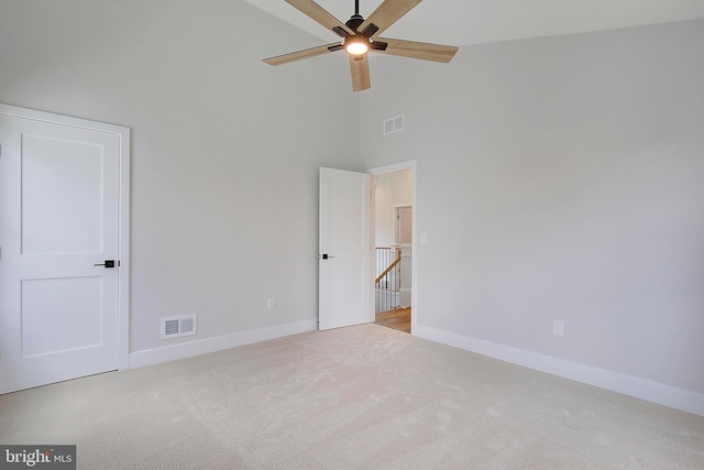 127 Shore Rd, Arnold, MD 21012 - unfurnished bedroom with high vaulted ceiling, carpet flooring, baseboards, and a ceiling fan