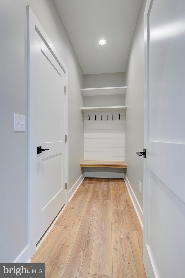 mudroom featuring light hardwood / wood-style flooring