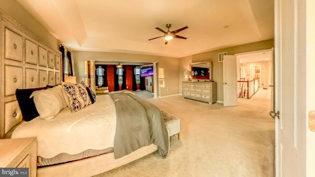 bedroom featuring carpet and ceiling fan