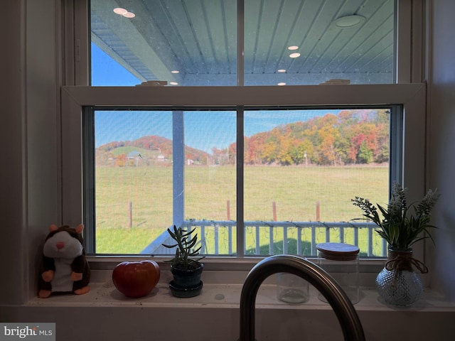 interior space featuring a mountain view