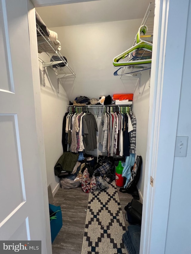 walk in closet featuring hardwood / wood-style floors